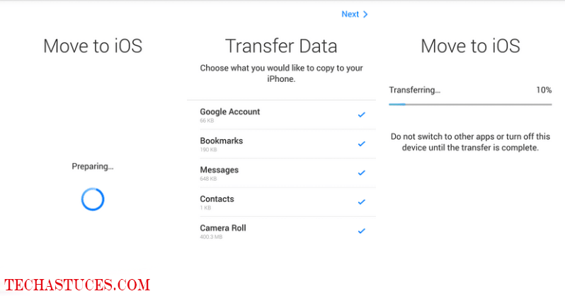 transférer vos données d'Android vers iPhone